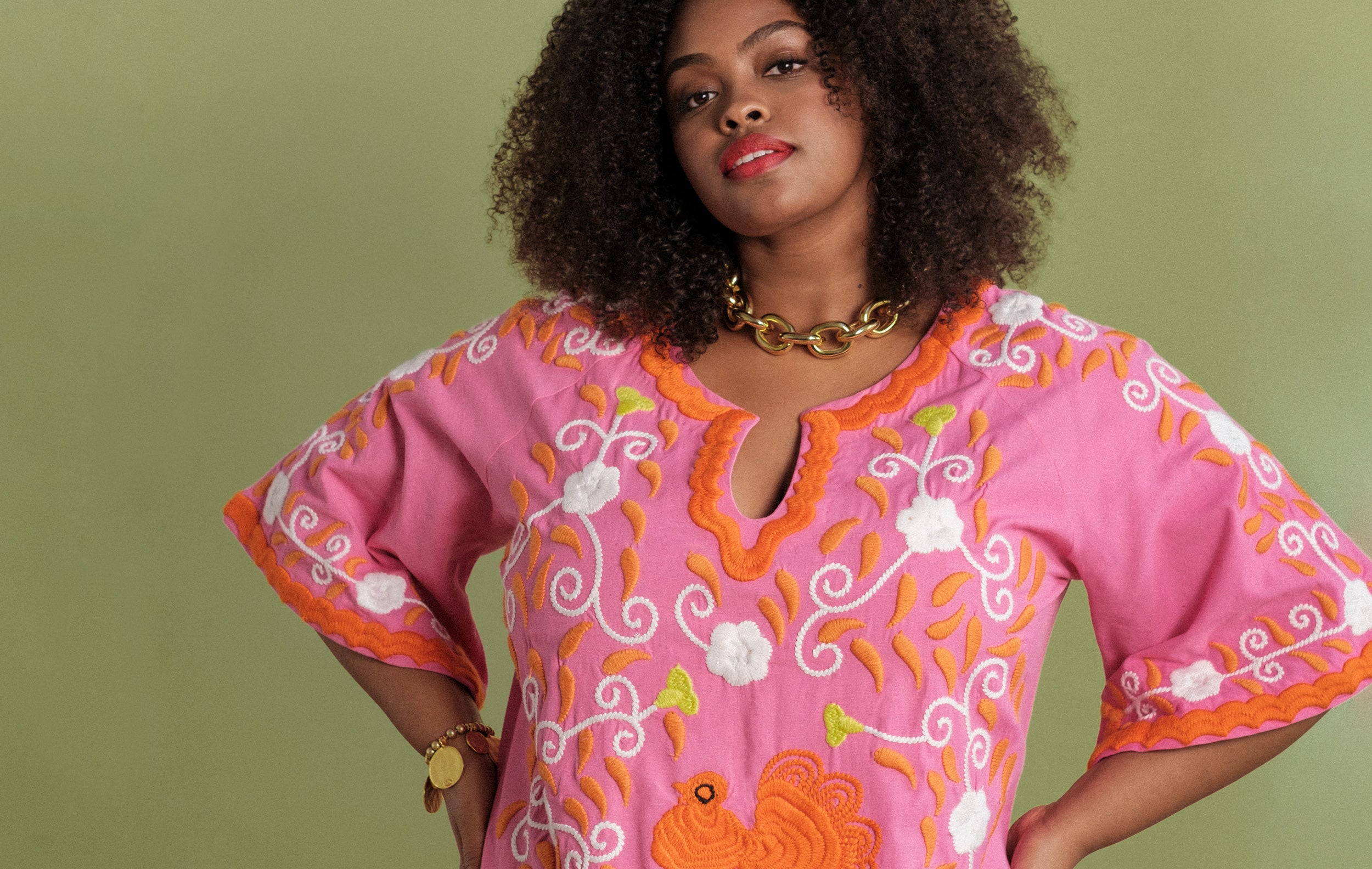 Girl in Pink Frances Valentine Caftan