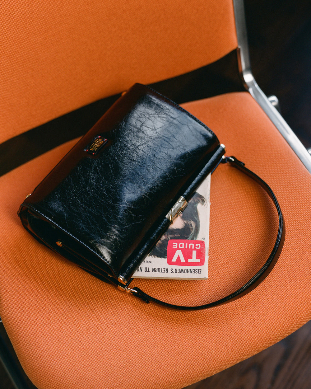 MTM Frame Bag - Crinkled Leather Black Handbag Frances Valentine