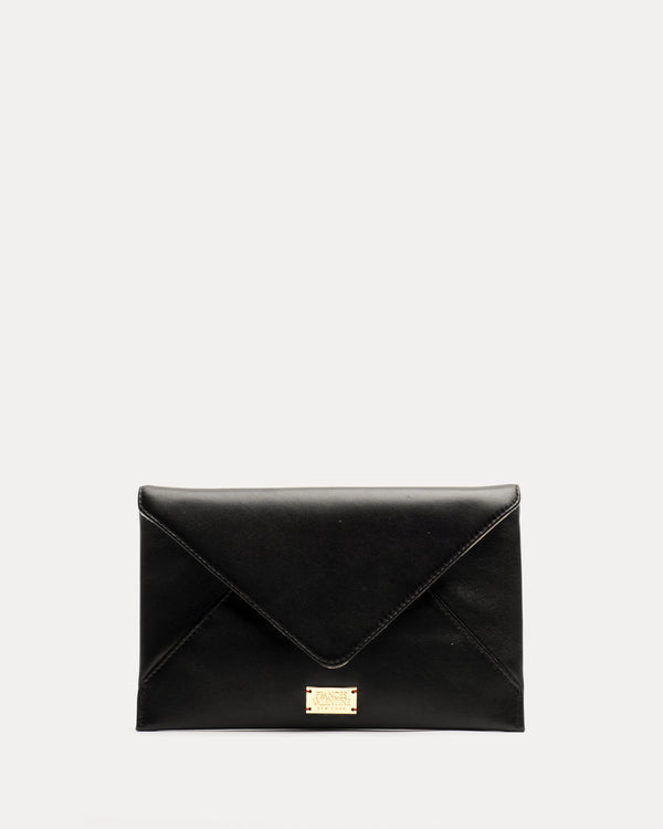 Evie Envelope Clutch Nappa Black Clutch Frances Valentine