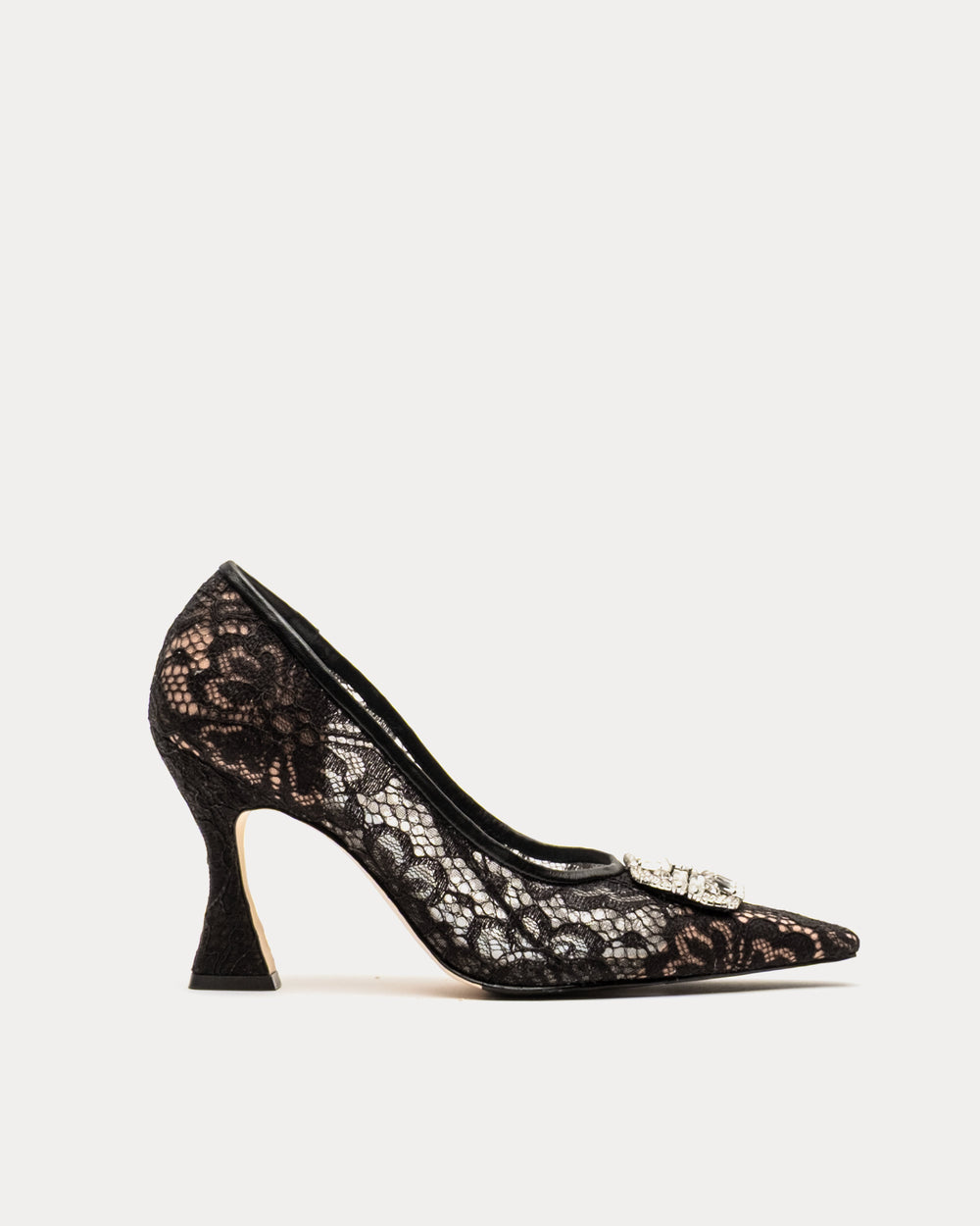 Lydia Heel - Swiss Lace Black Frances Valentine