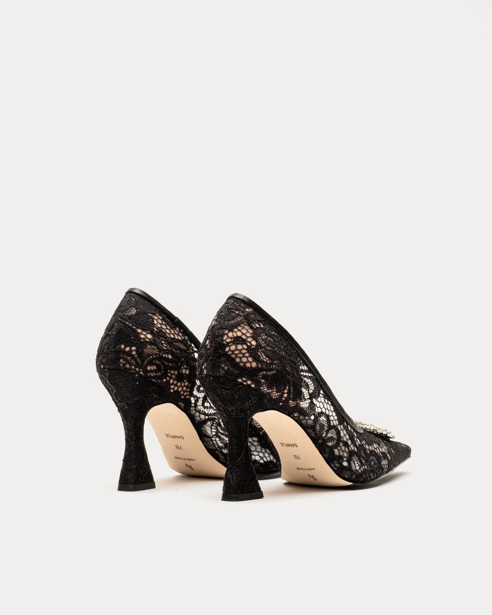 Lydia Heel - Swiss Lace Black Frances Valentine