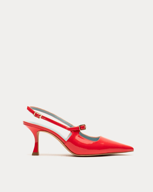 Vivi Pump - Crinkled Leather Geranium Frances Valentine
