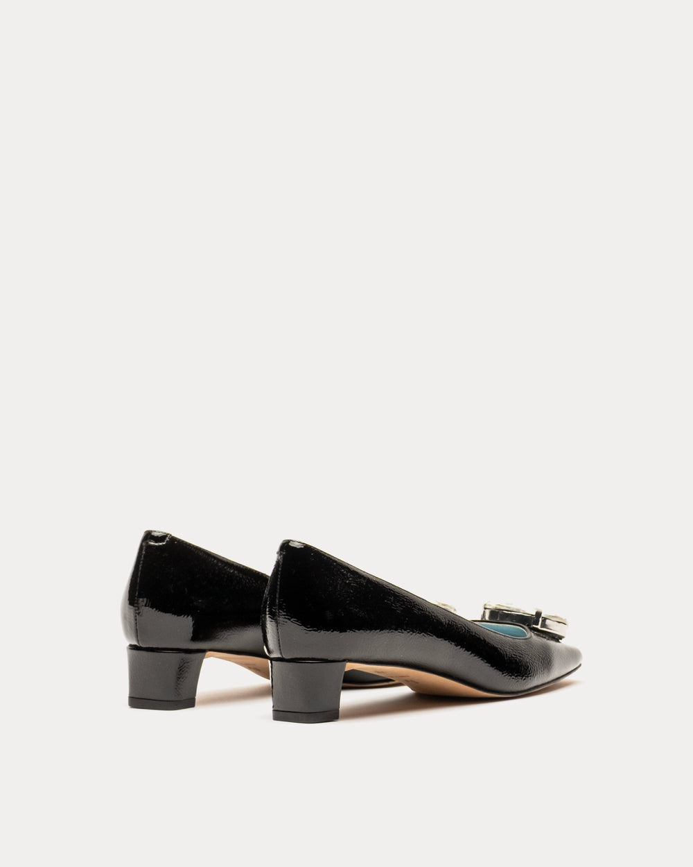 Mary Mod Heel - Crinkled Leather Black Frances Valentine