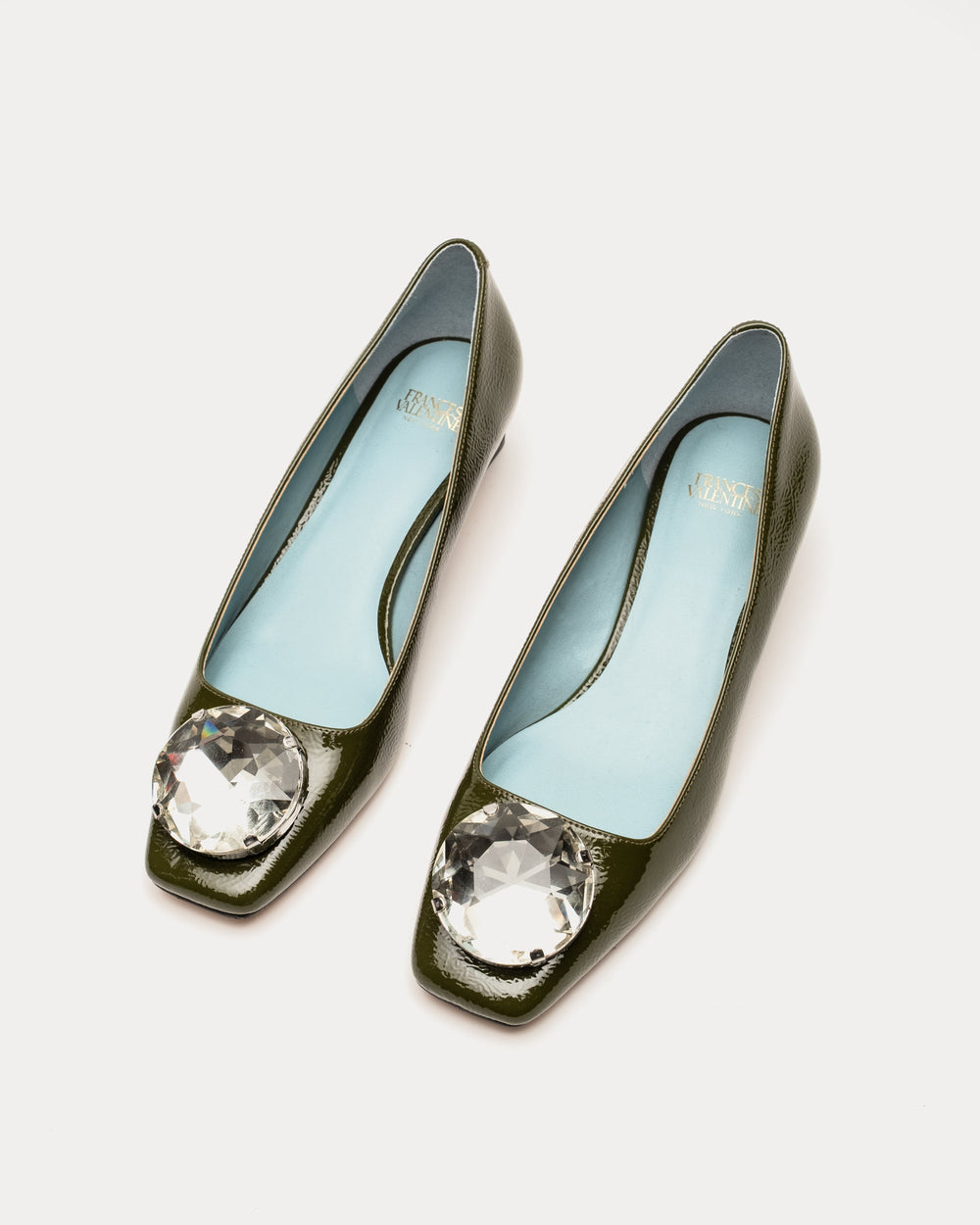 Mary Mod Heel - Crinkled Leather Olive Heels Frances Valentine