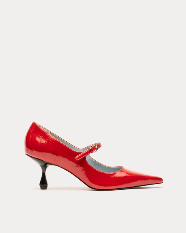 Naomi Pump - Crinkled Leather Red Frances Valentine