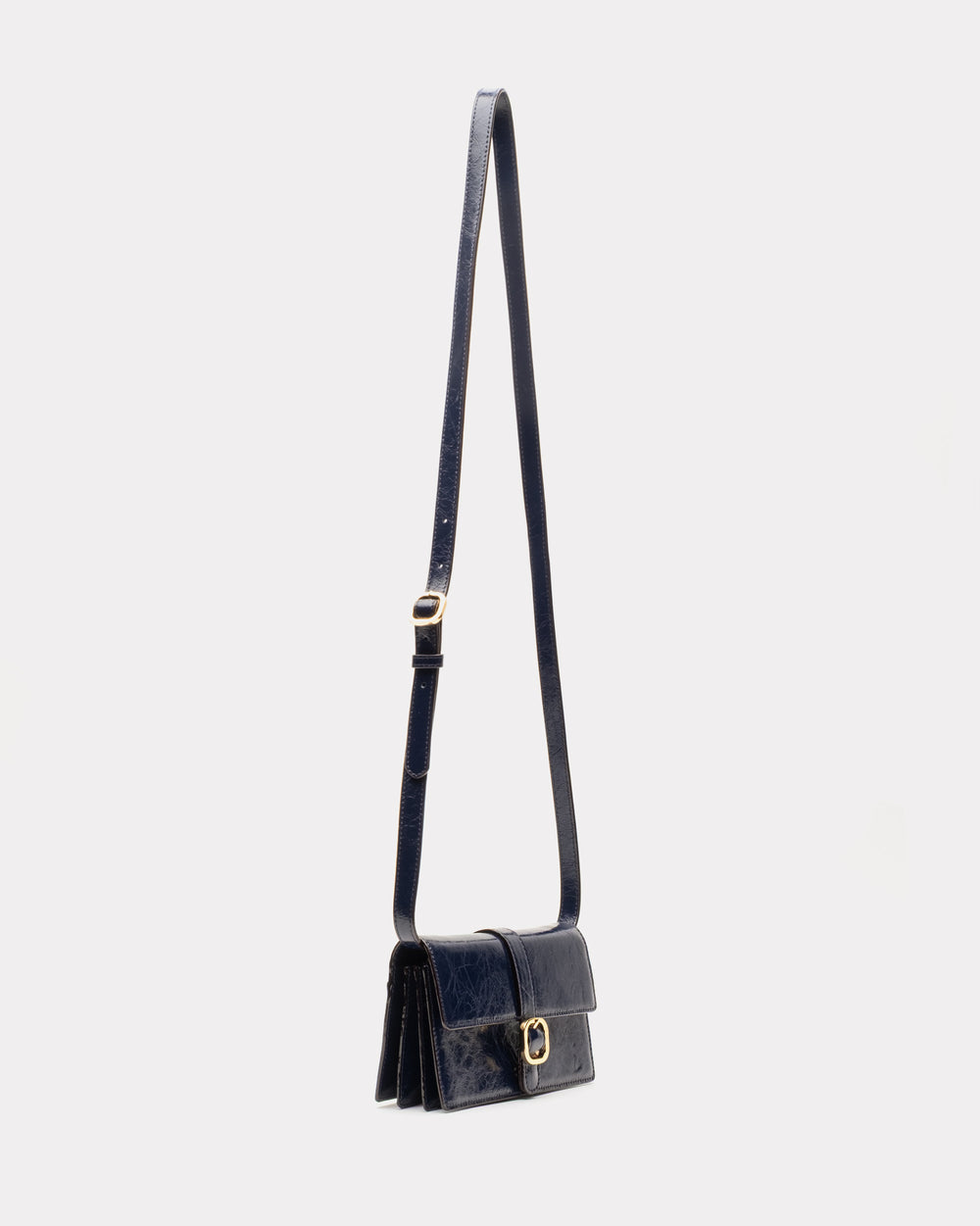 Accordian Wallet - Crinkled Leather Navy Wallet Frances Valentine