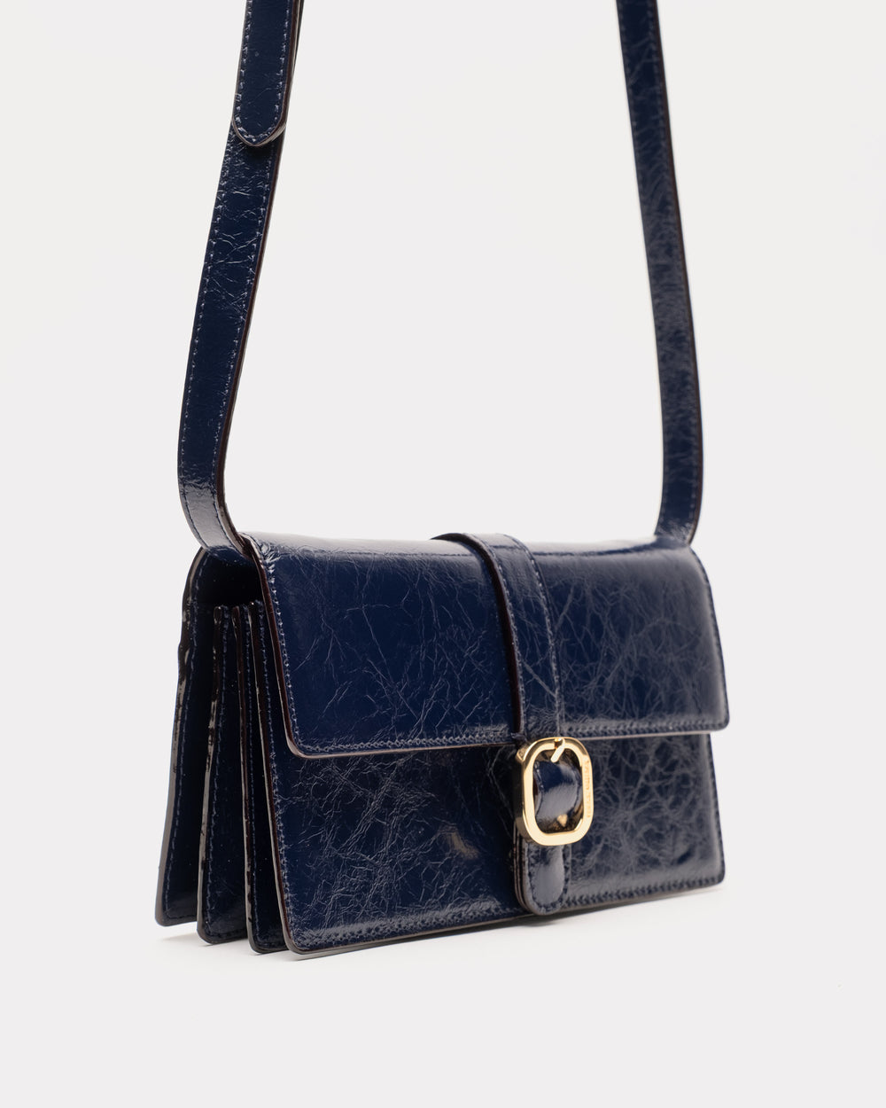 Accordian Wallet - Crinkled Leather Navy Wallet Frances Valentine