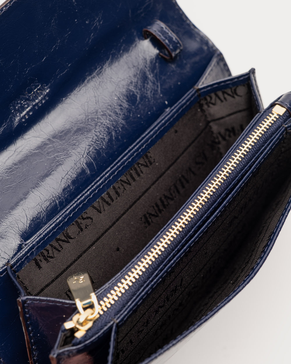 Accordian Wallet - Crinkled Leather Navy Wallet Frances Valentine