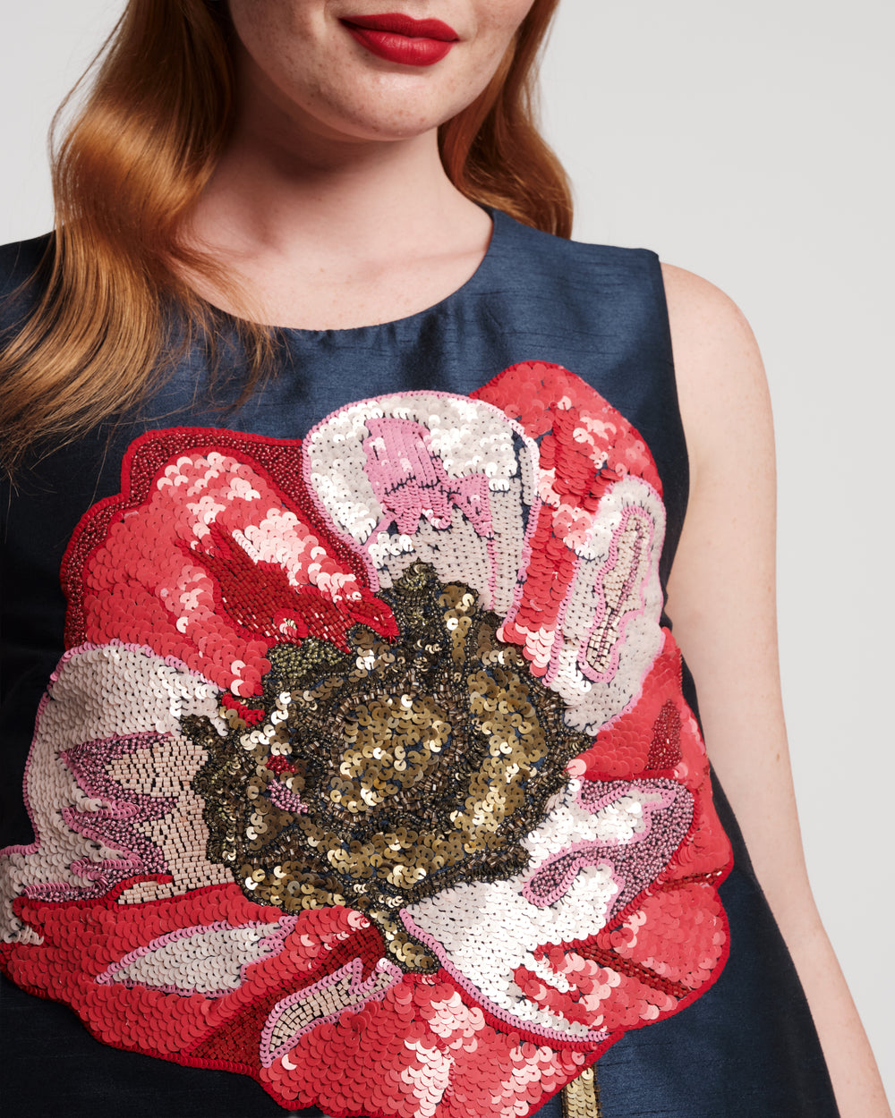 Alice Shift Dress - Paradise Poppy Navy Dresses Frances Valentine