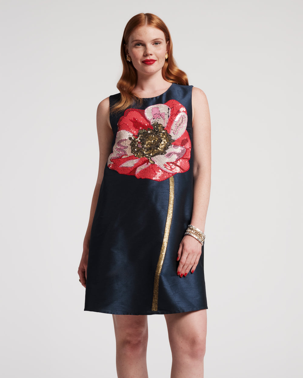 Alice Shift Dress - Paradise Poppy Navy Dresses Frances Valentine