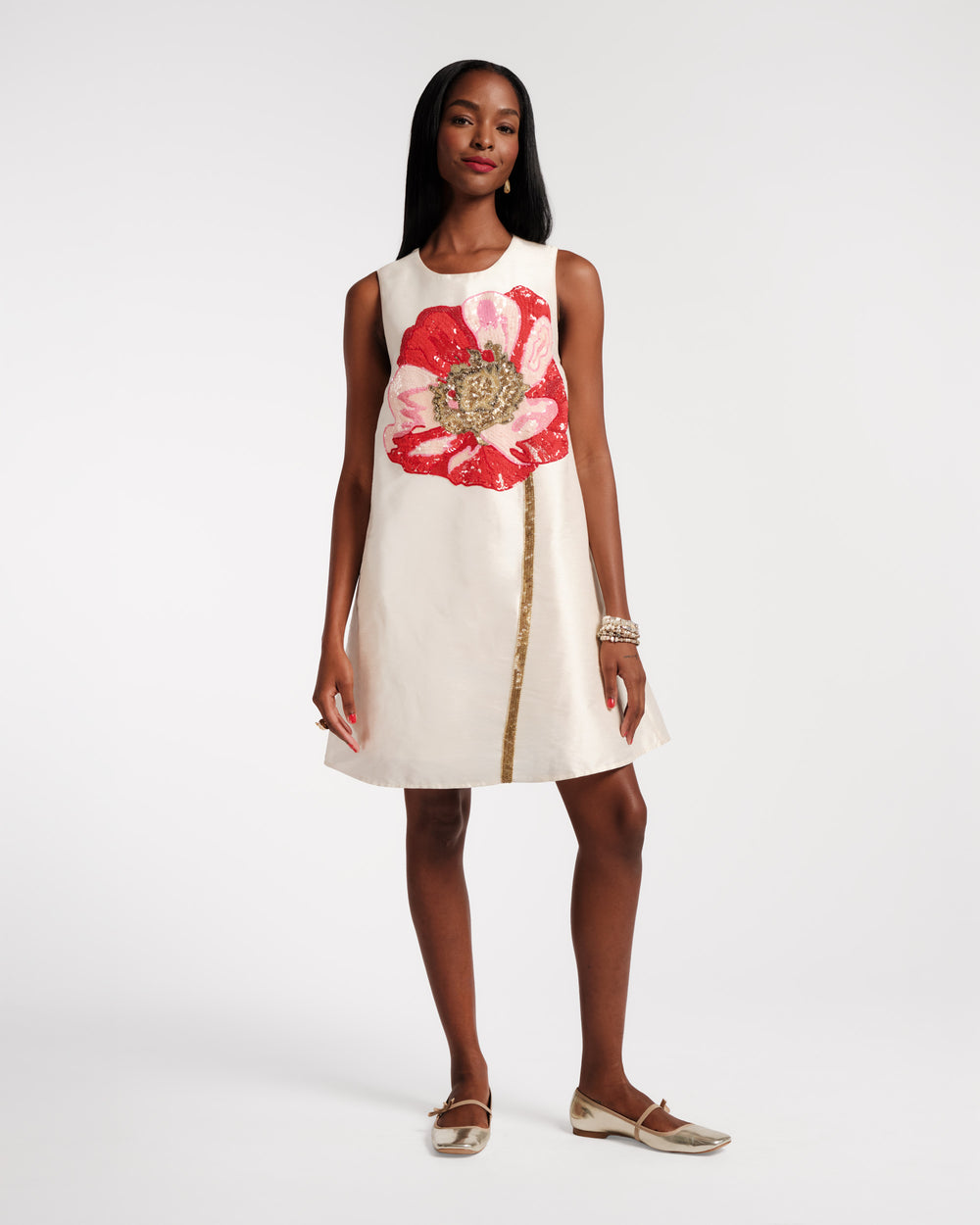 Alice Shift Dress - Paradise Poppy Oyster Dresses Frances Valentine