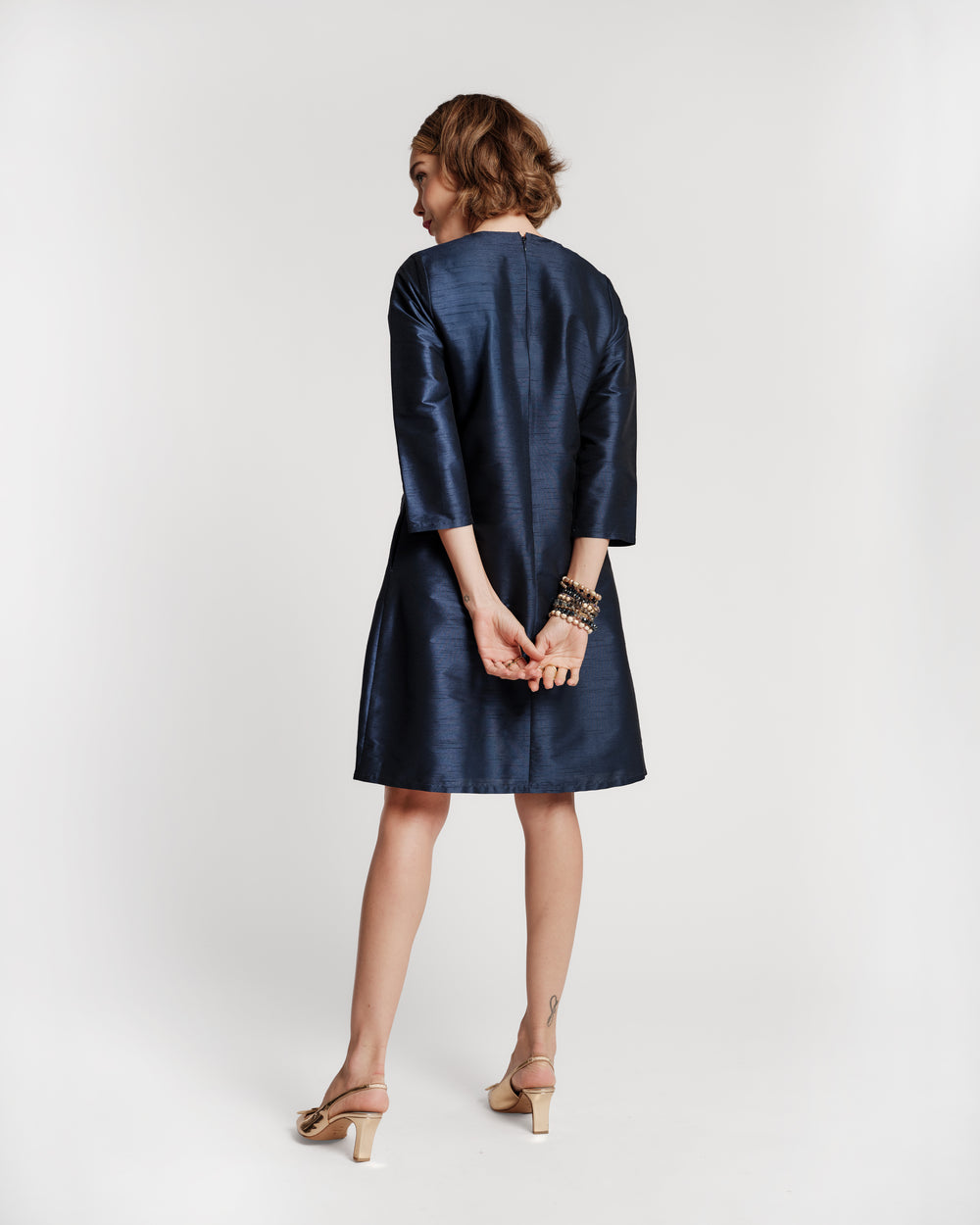 Sleeved Alice Shift Dress - Navy Dresses Frances Valentine