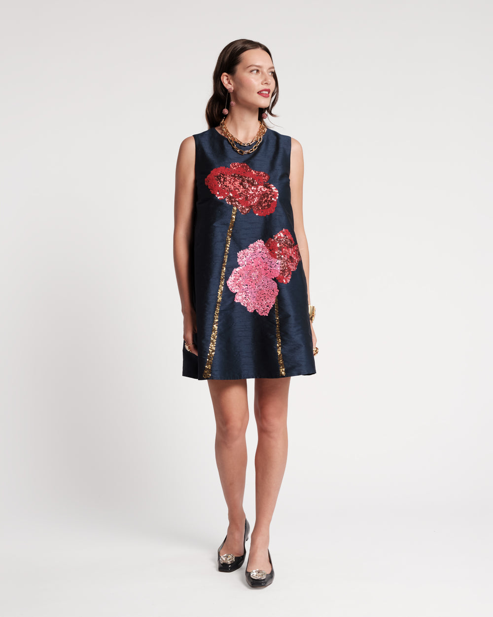 Alice Shift Dress - Navy Poppy Dresses Frances Valentine