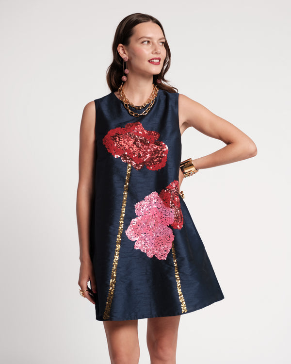 Alice Shift Dress - Navy Poppy Dresses Frances Valentine