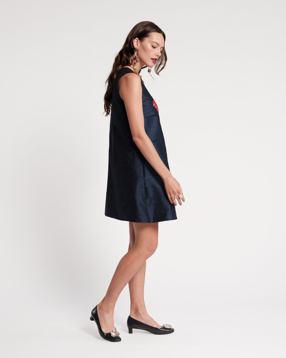 Alice Shift Dress - Navy Poppy Dresses Frances Valentine