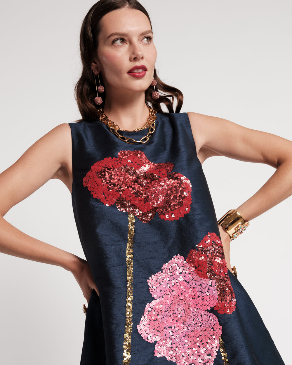 Alice Shift Dress - Navy Poppy Dresses Frances Valentine