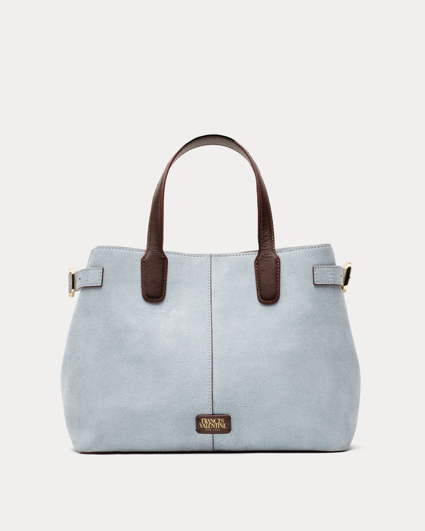 Amalie Suede Tote - Light Blue Handbag Frances Valentine
