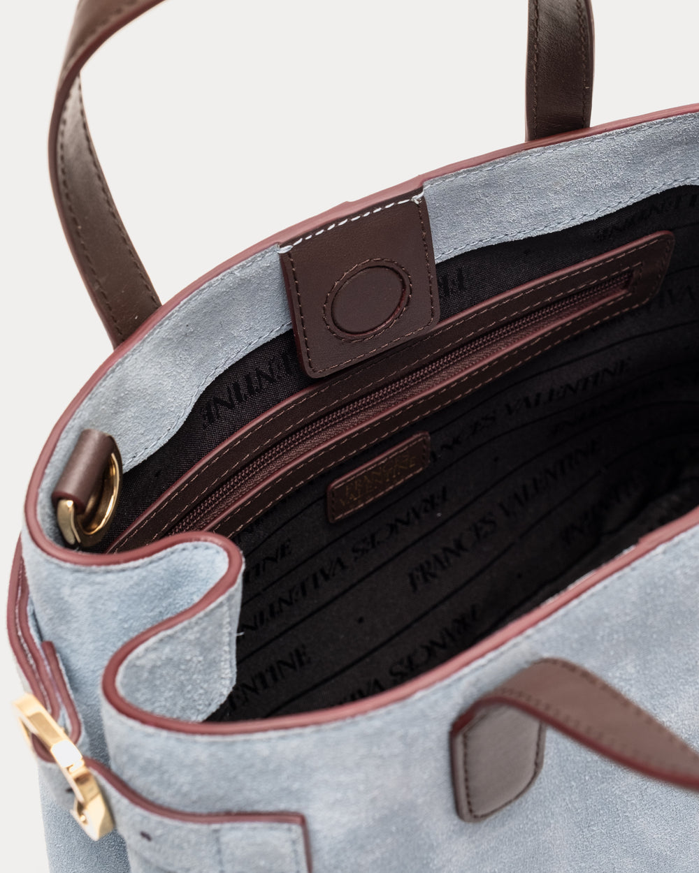Amalie Suede Tote - Light Blue Handbag Frances Valentine