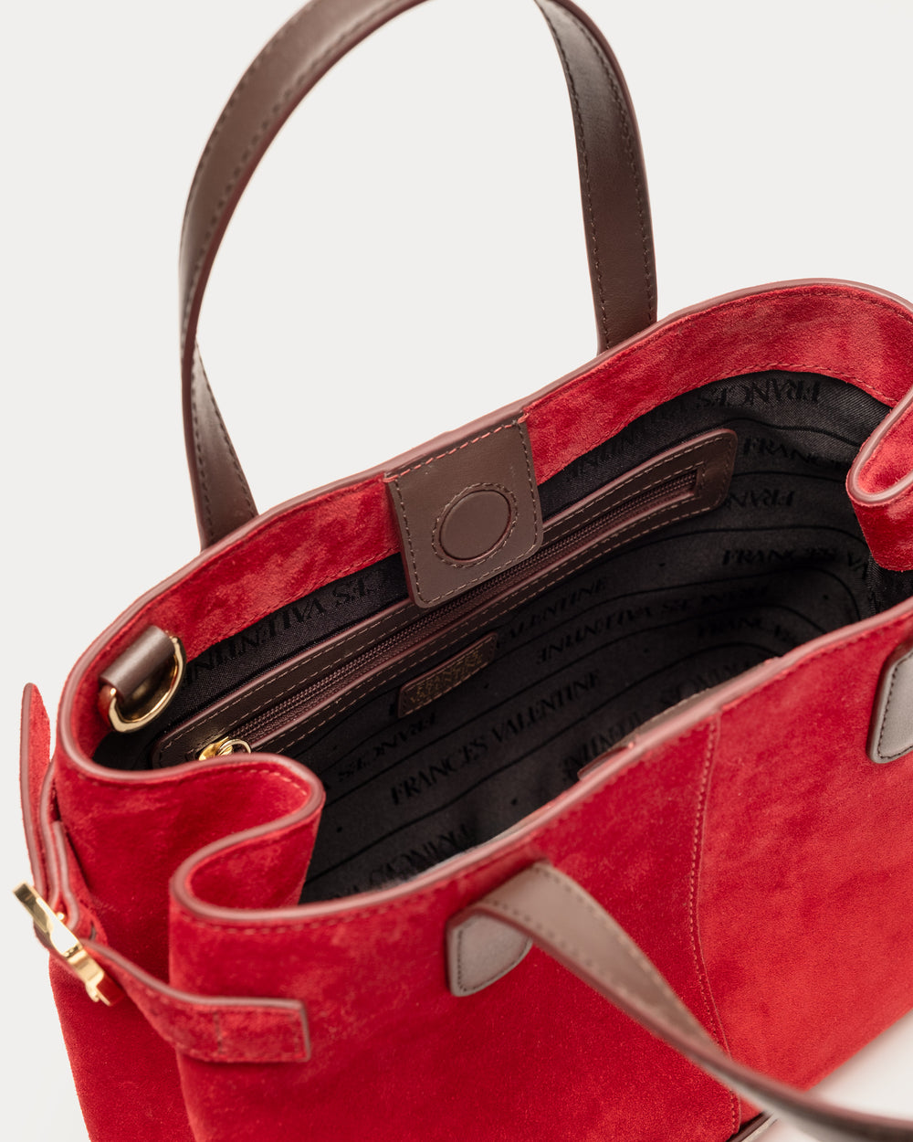 Amalie Suede Tote - Red Handbag Frances Valentine