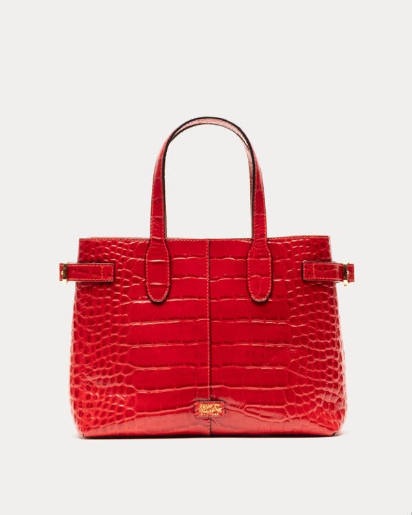 Amalie Tote - Croc Emboss Red Handbag Frances Valentine