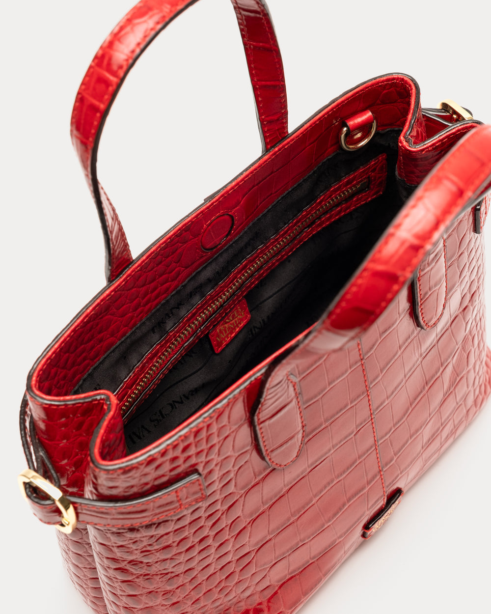 Amalie Tote - Croc Emboss Red Handbag Frances Valentine