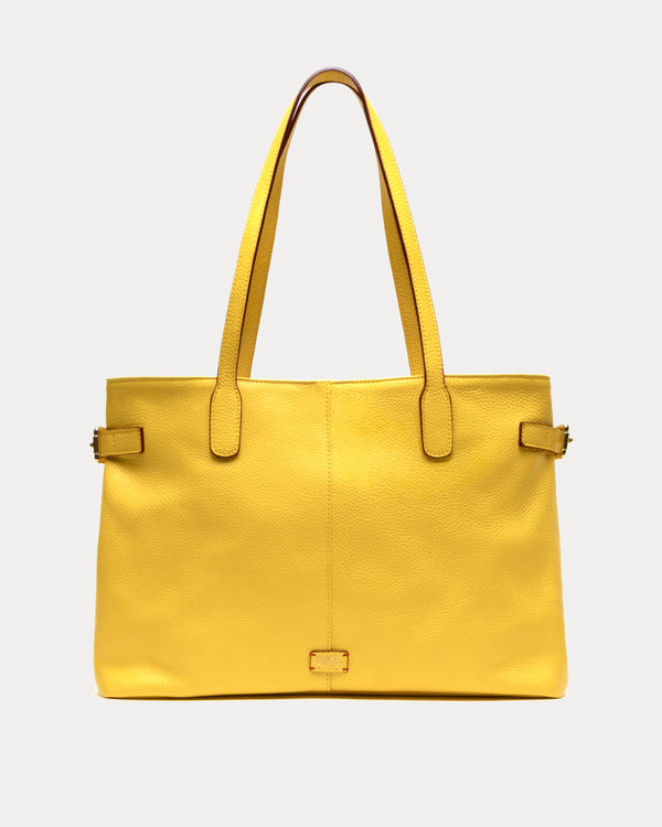 Large Amalie Tote - Tumbled Leather Canary Handbag Frances Valentine