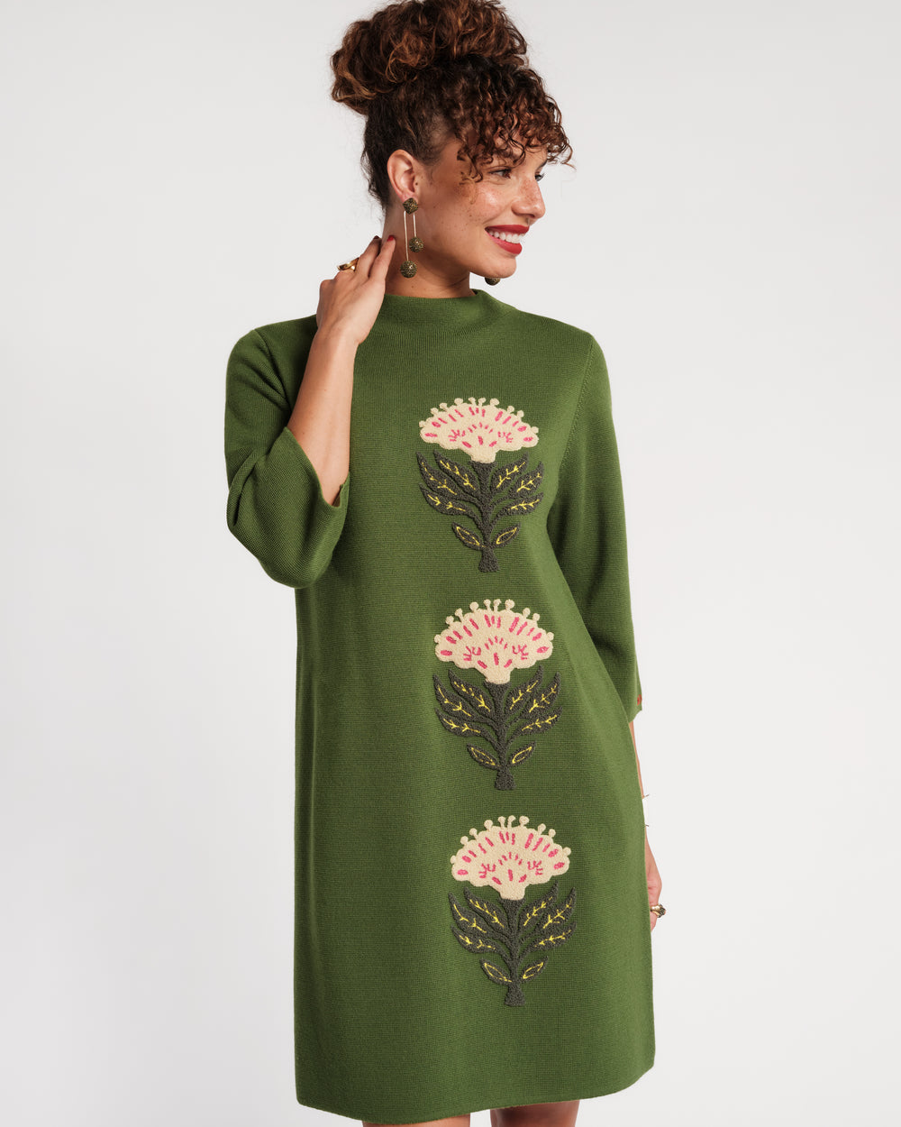 Annie Dress - Heirloom Floral Green Dresses Frances Valentine