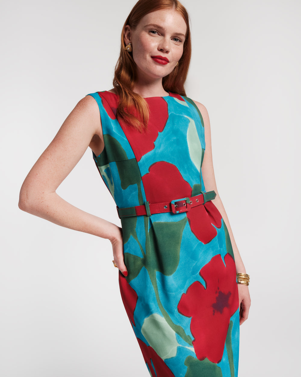 Audrey Belted Midi Dress - Floating Floral Dresses Frances Valentine