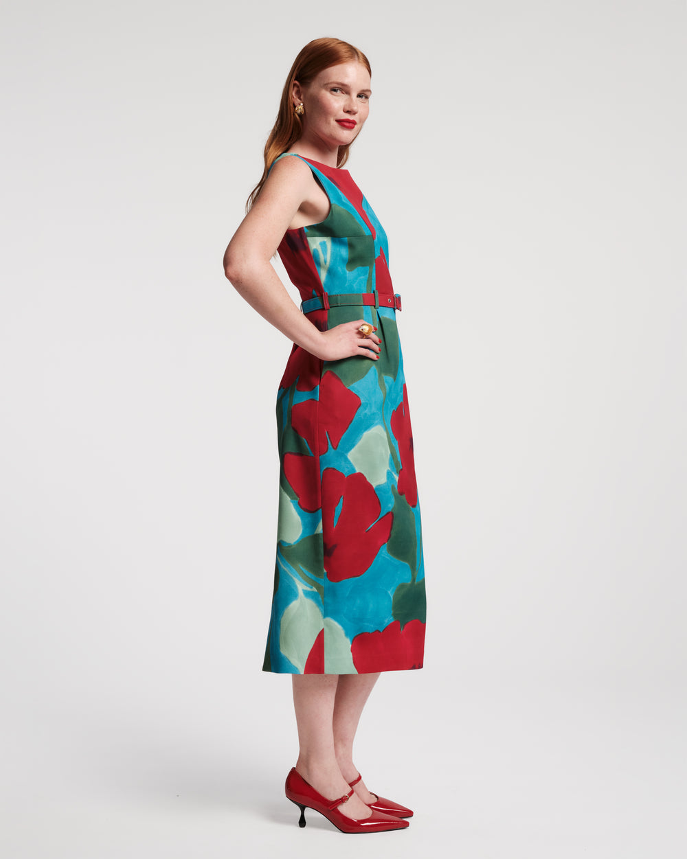 Audrey Belted Midi Dress - Floating Floral Dresses Frances Valentine