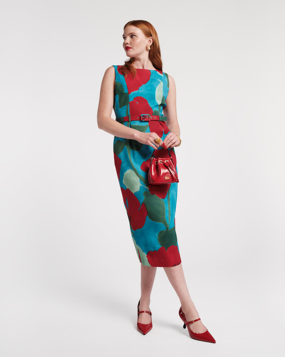 Audrey Belted Midi Dress - Floating Floral Dresses Frances Valentine