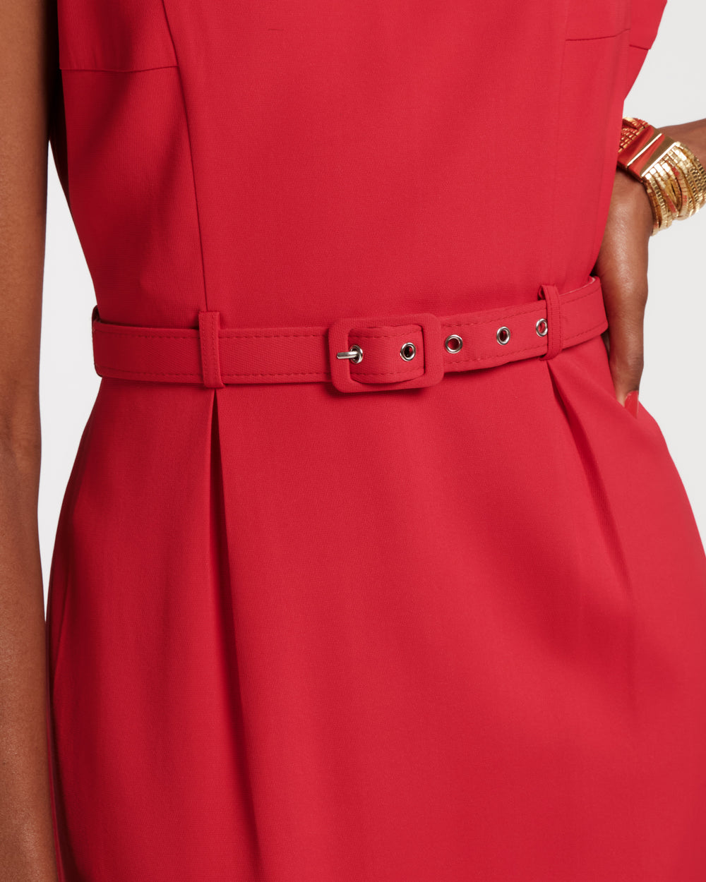 Audrey Belted Midi Dress - Red Dresses Frances Valentine