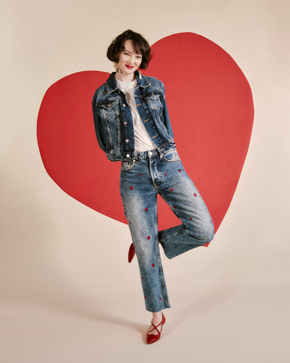 Andy Sweetheart Jean - Heart Embroidery Pants Frances Valentine