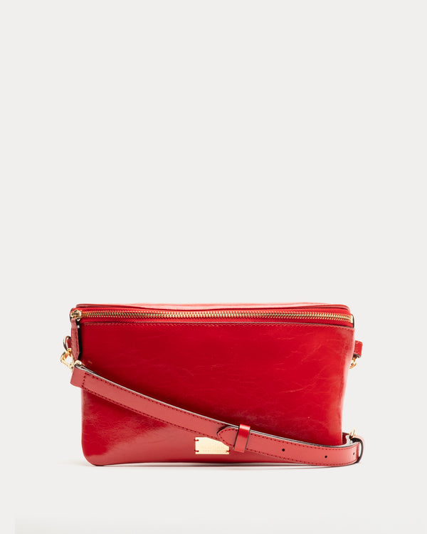 Billie Sling Bag - Crinkled Leather Red Shoulder Bag Frances Valentine