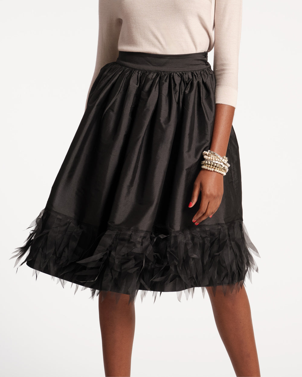 Barbara Feather Midi Skirt - Black Skirts Frances Valentine