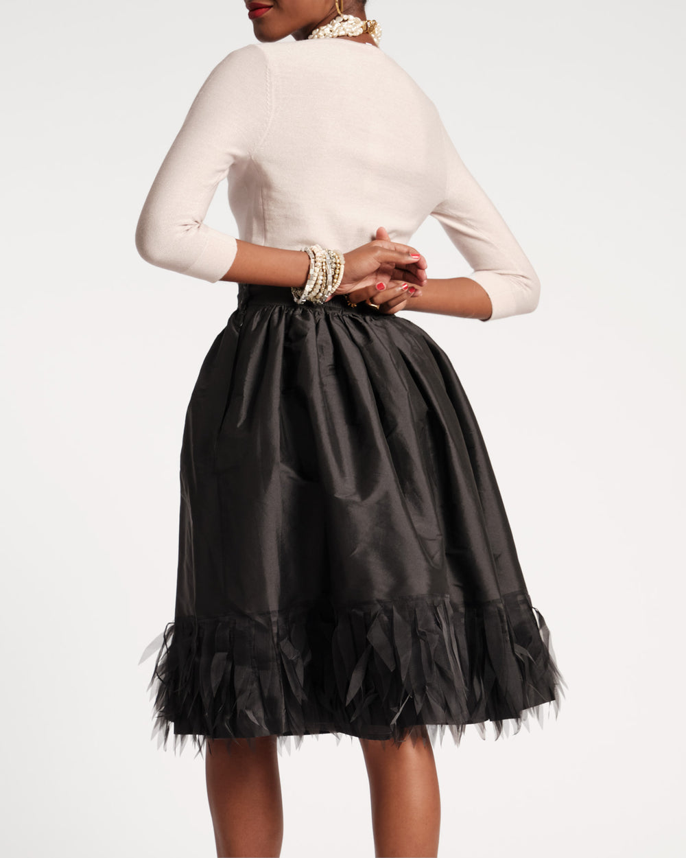 Barbara Feather Midi Skirt - Black Skirts Frances Valentine