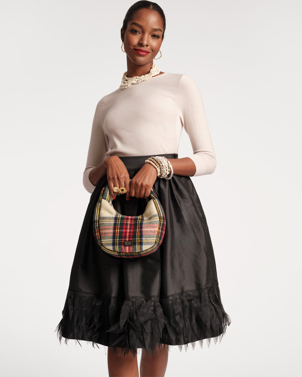 Barbara Feather Midi Skirt - Black Skirts Frances Valentine