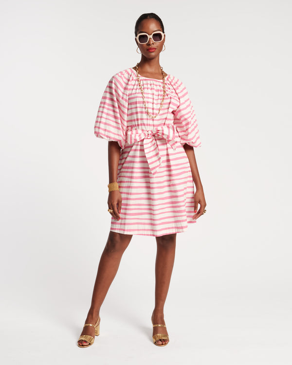 Bliss Mini Painterly Stripe Pink White Dresses Frances Valentine