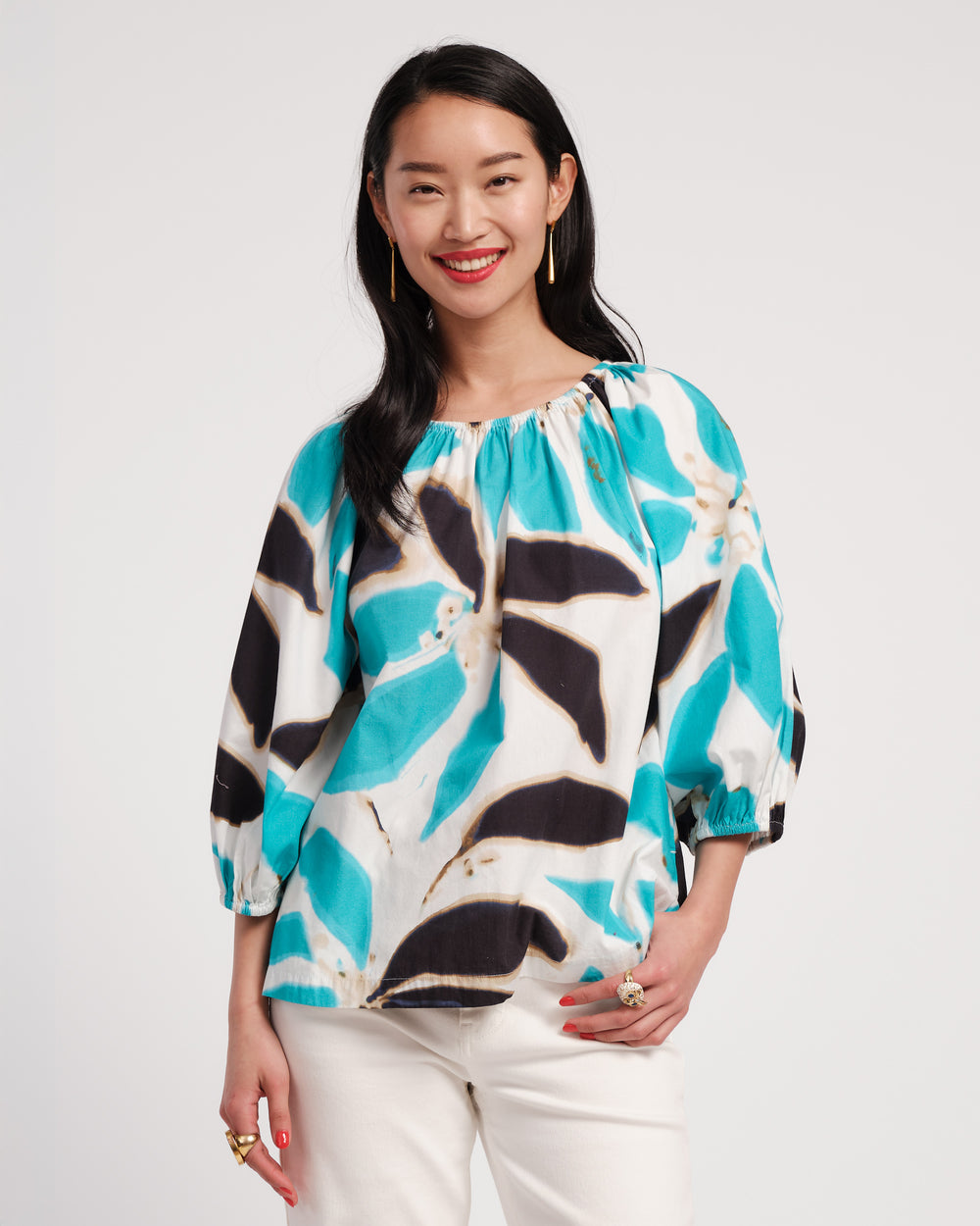 Bliss Top - Banana Leaf Blue Shirt Frances Valentine
