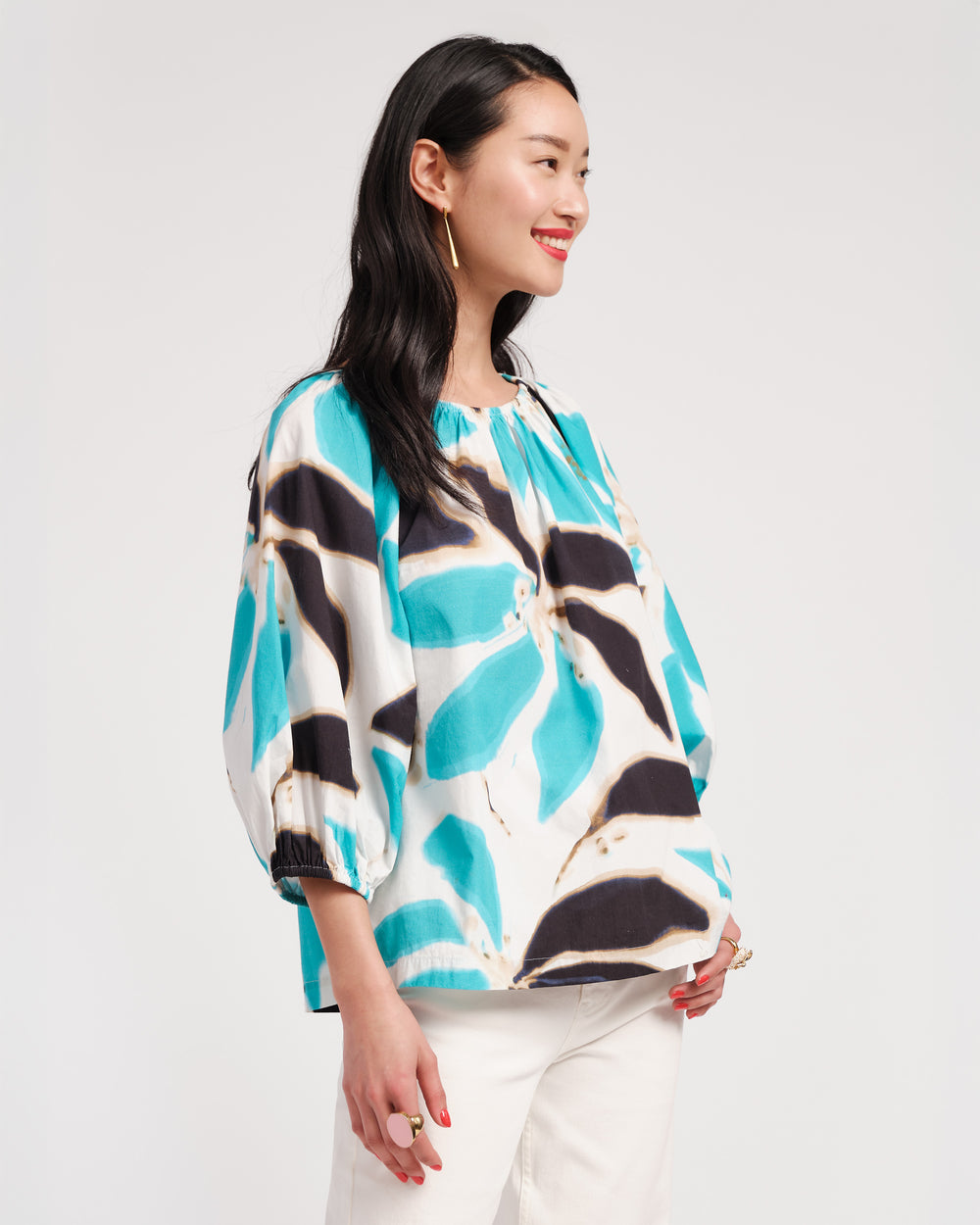 Bliss Top - Banana Leaf Blue Shirt Frances Valentine