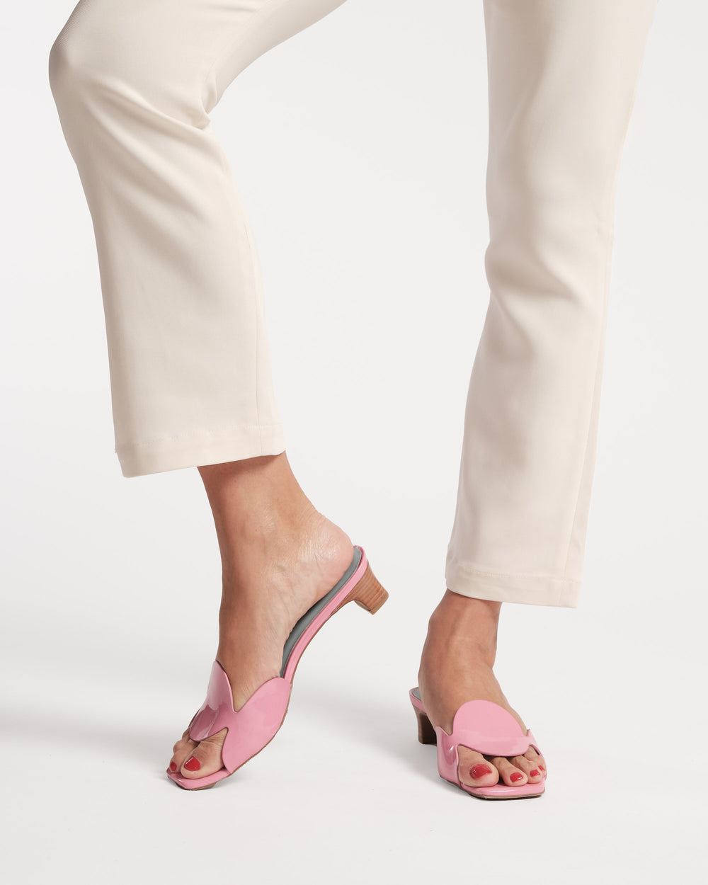 Sandy Circle - Slide Patent Pink Heels Frances Valentine