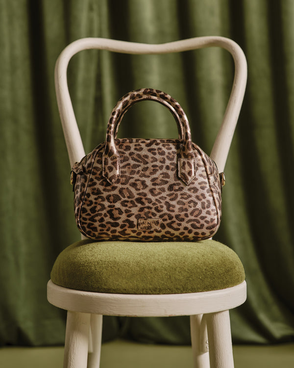Mini Bowler Bag - Metallic Leopard Evening Bag Frances Valentine