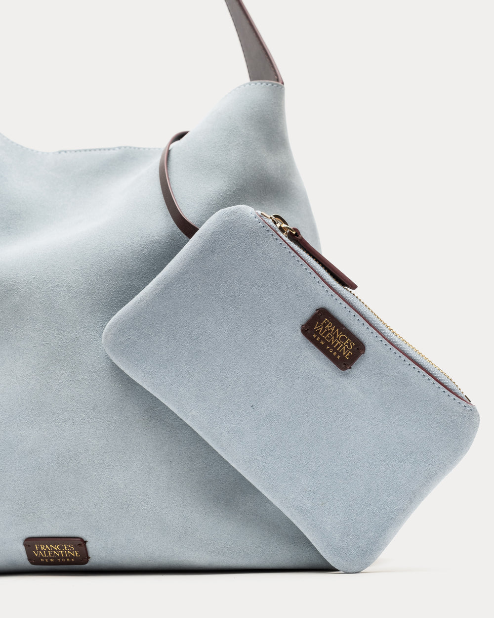 Brynn Suede Hobo - Light Blue Large Tote Frances Valentine