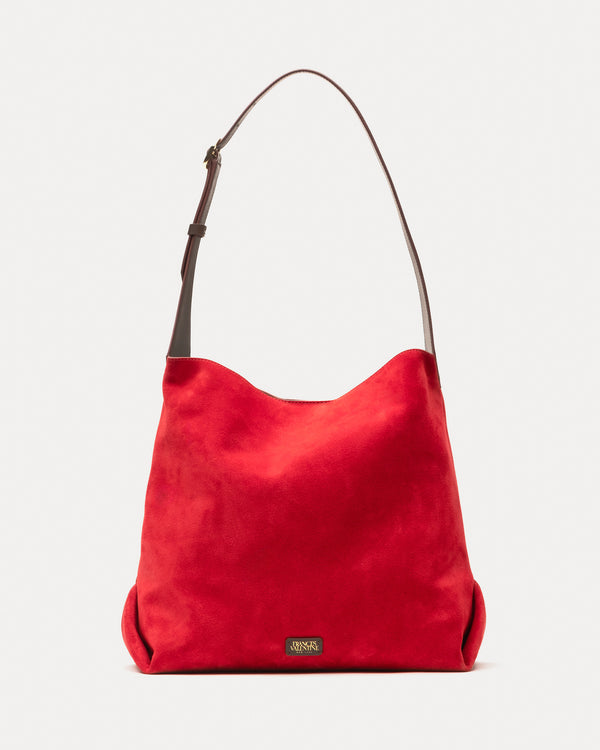 Brynn Suede Hobo - Red Large Tote Frances Valentine
