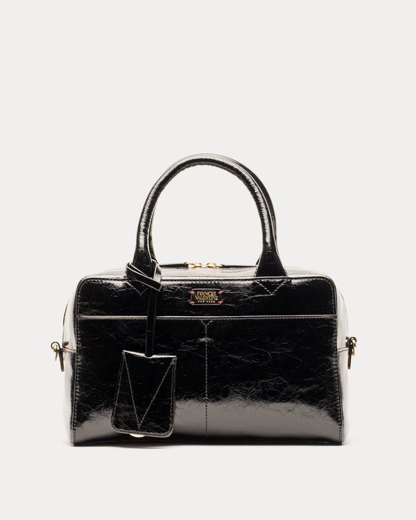 Bunny Satchel - Crinkled Leather Black Satchel Frances Valentine