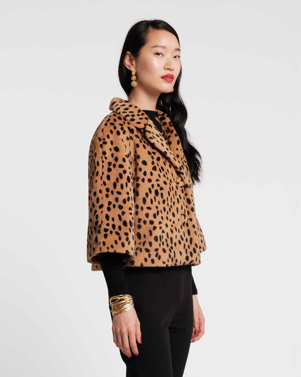 Blaine Jacket - Cheetah Faux Fur Brown Coats & Jackets Frances Valentine