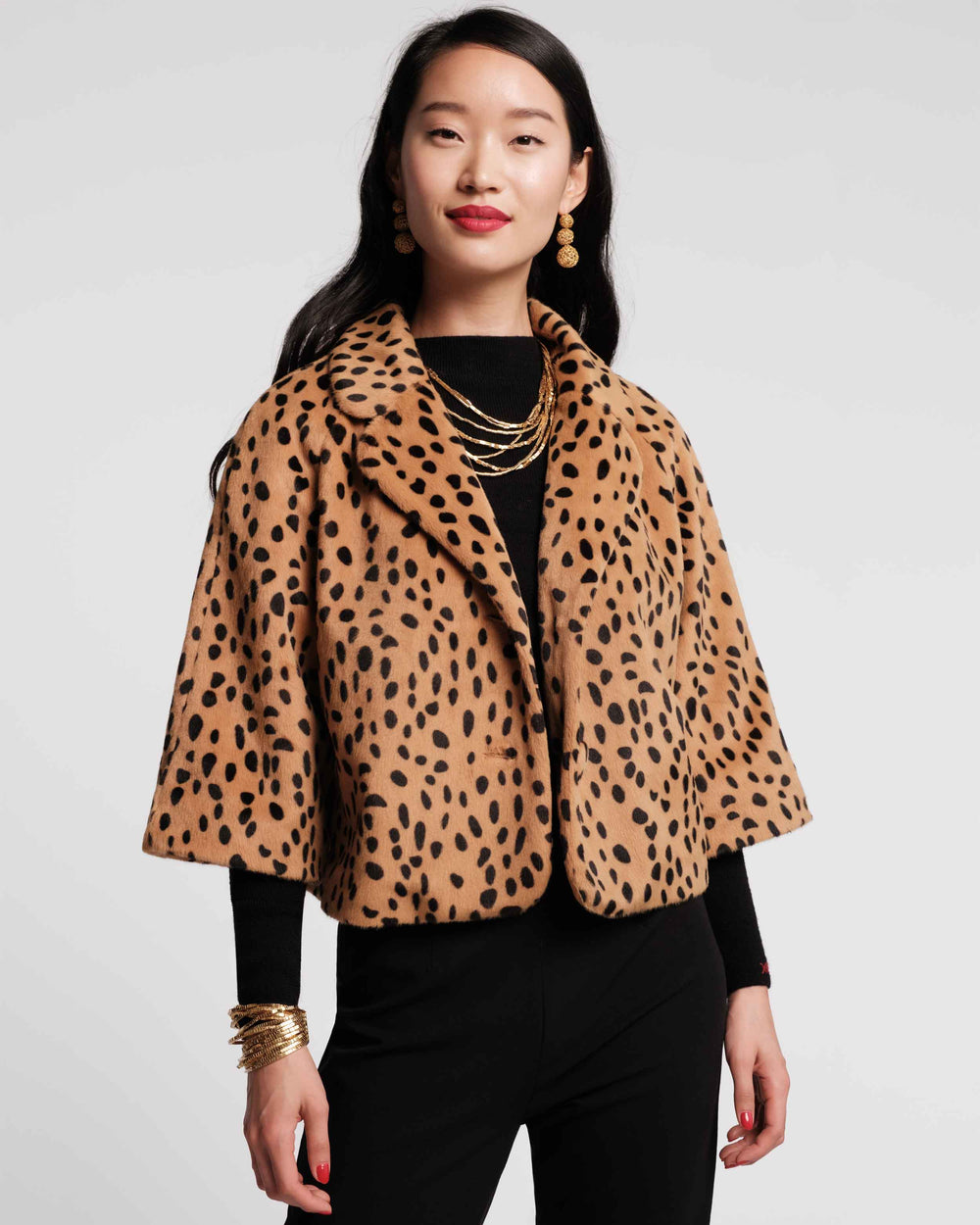 Blaine Jacket - Cheetah Faux Fur Brown Coats & Jackets Frances Valentine