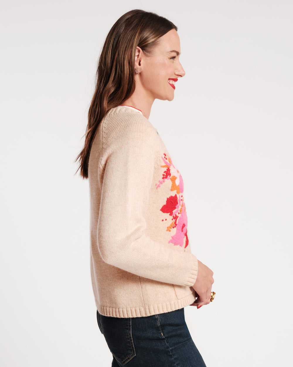 Wool Tulip Bouquet Cardigan - Pink Sweater Frances Valentine
