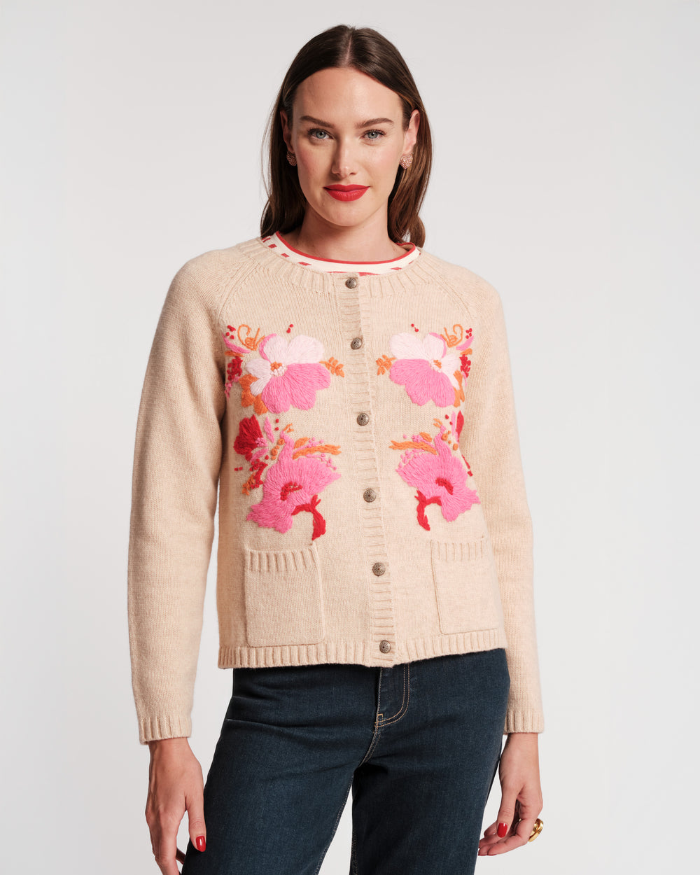 Wool Tulip Bouquet Cardigan - Pink Sweater Frances Valentine