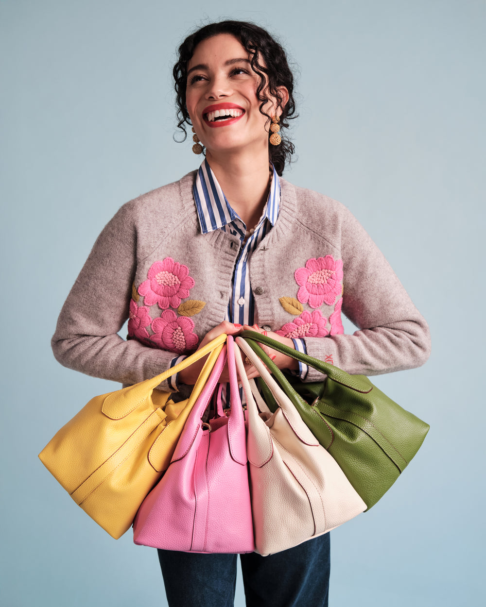 Mini Sweet Pea - Tumbled Leather Oyster Small Tote Frances Valentine