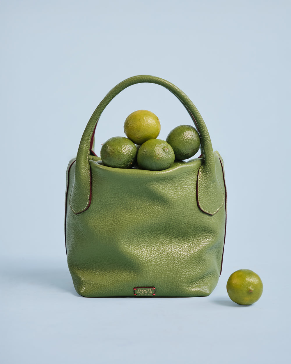 Mini Sweet Pea - Tumbled Leather Green Small Tote Frances Valentine